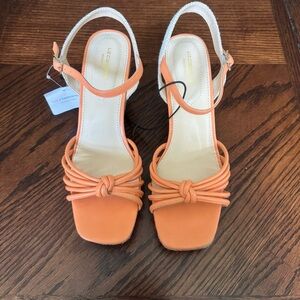 Liz Claiborne Marcos Papaya Wedge Sandals Womens Sz 10 Memory Foam Ankle Strap